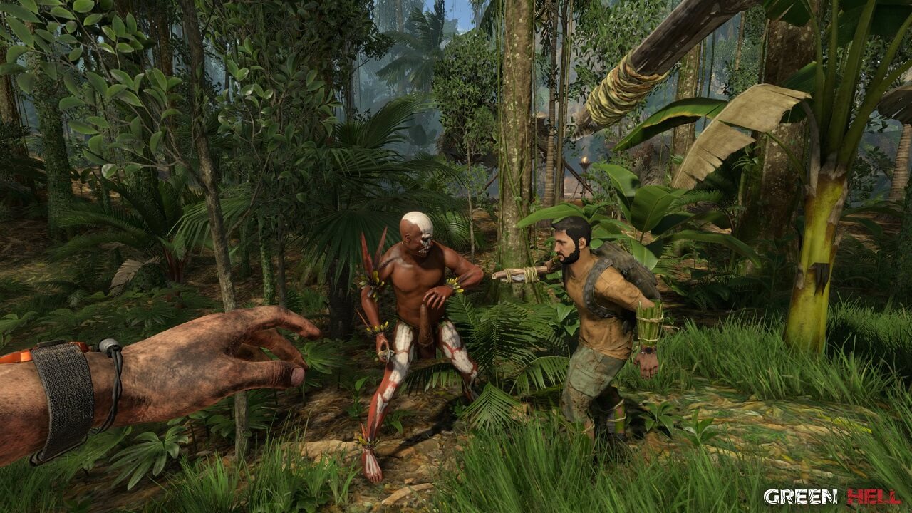 walka z kanibalami w grze pc Green Hell