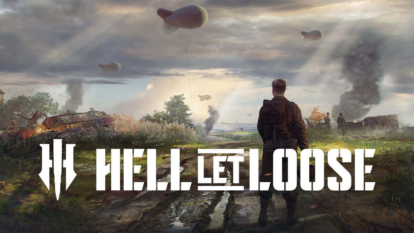 okładka i widok żołnierza na polu w hell let loose