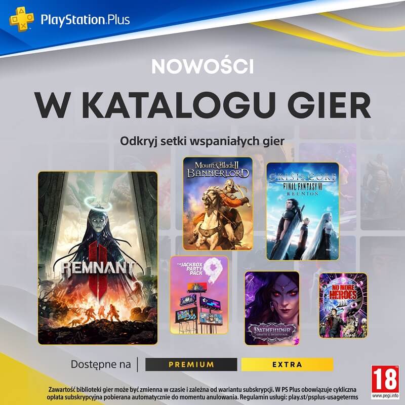 Remnant 2, final fantasy, bannerlord i inne gry w playstation plus extra i ps plus premium na lipiec 2024 w muve.pl
