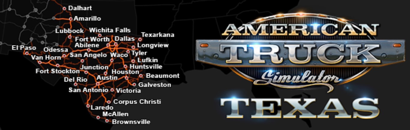 mapa do pokonania w grze American truck simulator texas