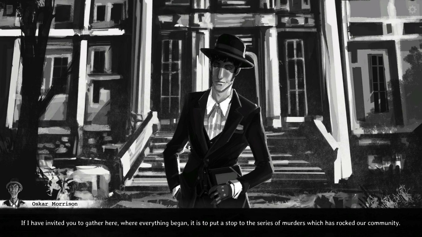 Czarno białe ręcznie malowane ilustracje w grze Echoes