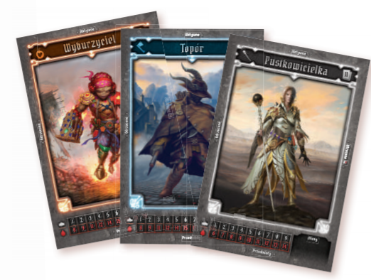 Karty postaci z gry planszowej Gloomhaven Szczęki Lwa