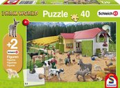 Puzzle 40 Schleich Dzień na farmie + 2 figurki G3