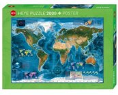 Puzzle 2000 Satelitarna mapa świata Puzzle+plakat