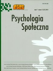 Psychologia Społeczna Tom 7 nr 2 (21) 2012