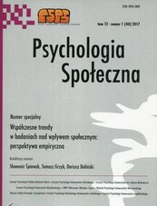 Psychologia Społeczna tom 12 nr 1 (40) 2017