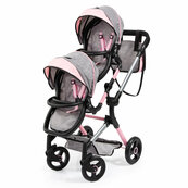 Bayer Wózek bliźniaczy dla lalek Twin Neo szaro różowy 26233AA