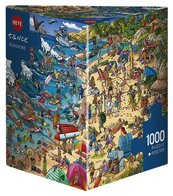 Puzzle 1000 Szalona zabawa na plaży Puzzle+plakat