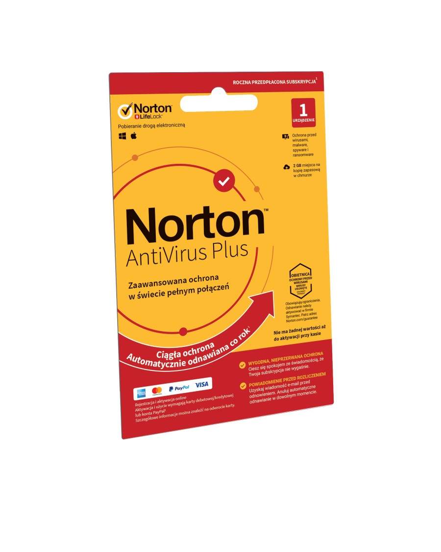 Program Antywirusowy Norton AntiVirus Plus 2GB (1 urządzenie, 12 miesięcy)