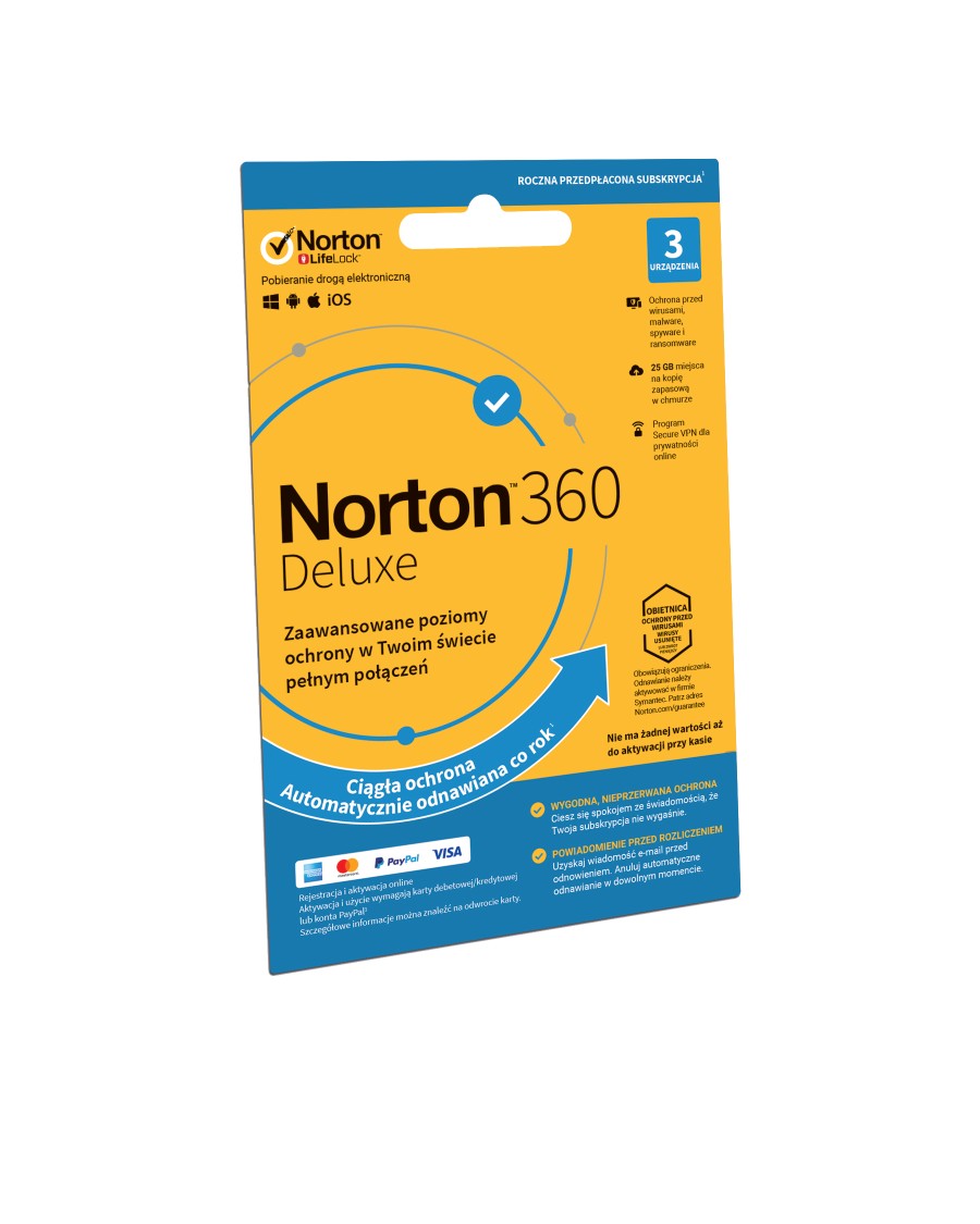 Program Antywirusowy Norton 360 Deluxe 25 GB (3 urządzenia, 12 miesięcy)