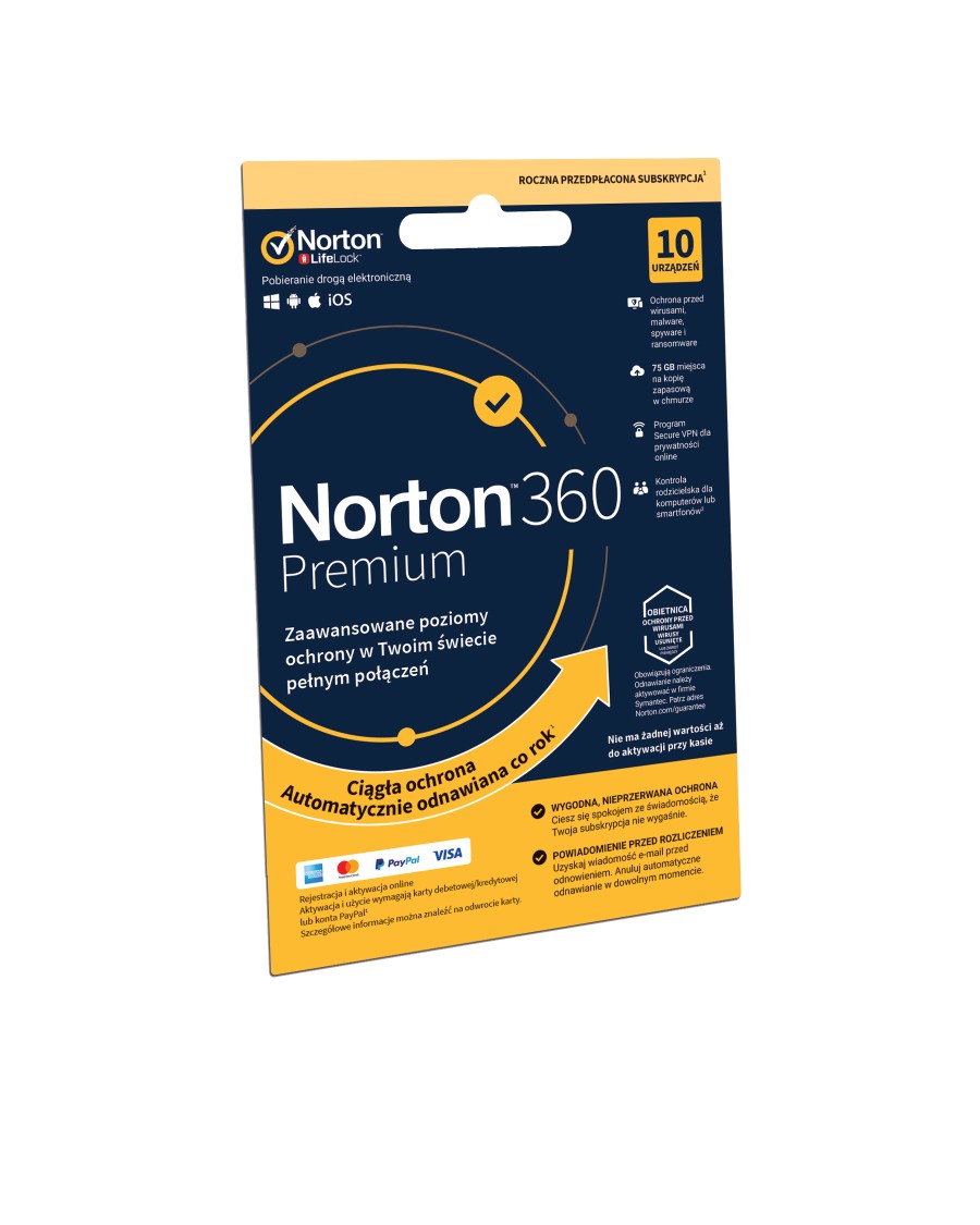 Program Antywirusowy Norton 360 Premium 75GB (10 urządzeń, 12 miesięcy)