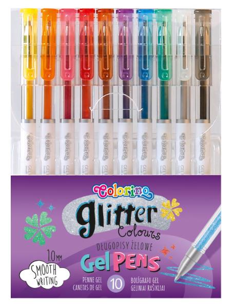 Długopisy żelowe brokatowe 10 kolorów Colorino Kids p20