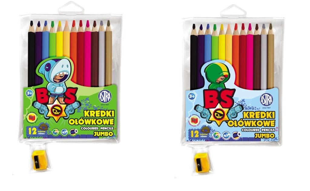 Kredki ołówkowe Jumbo BS 12 kolorów + temperówka